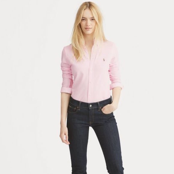 Ralph Lauren Tops - Ralph Lauren Pink Cotton Oxford Slim Fit Shirt